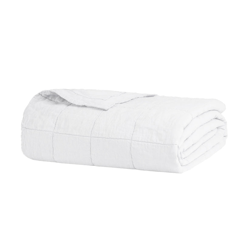 Linen Quilted Coverlet - Ivory