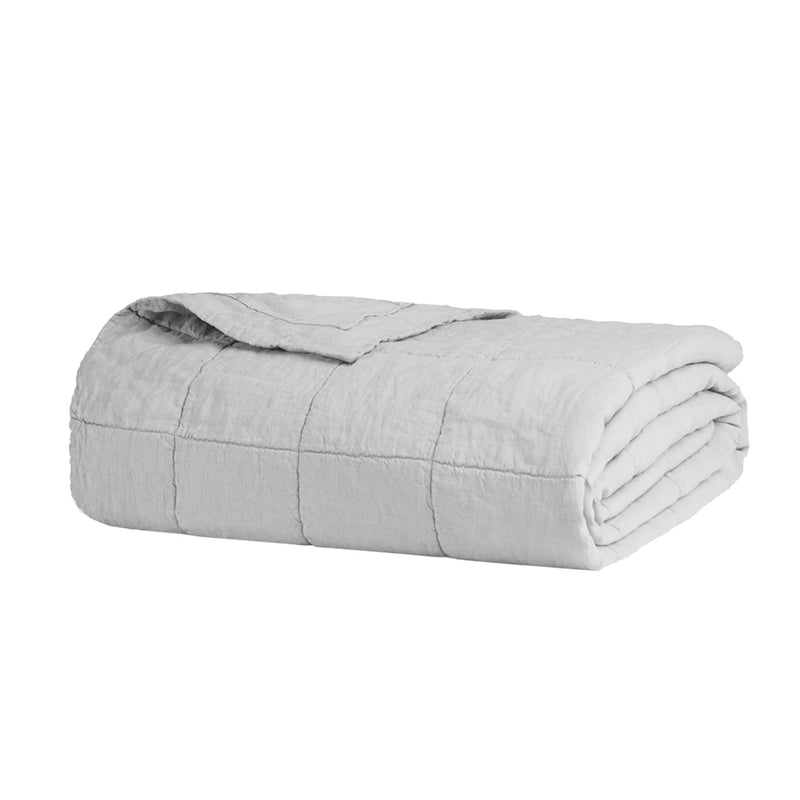 Linen Quilted Coverlet - Silver