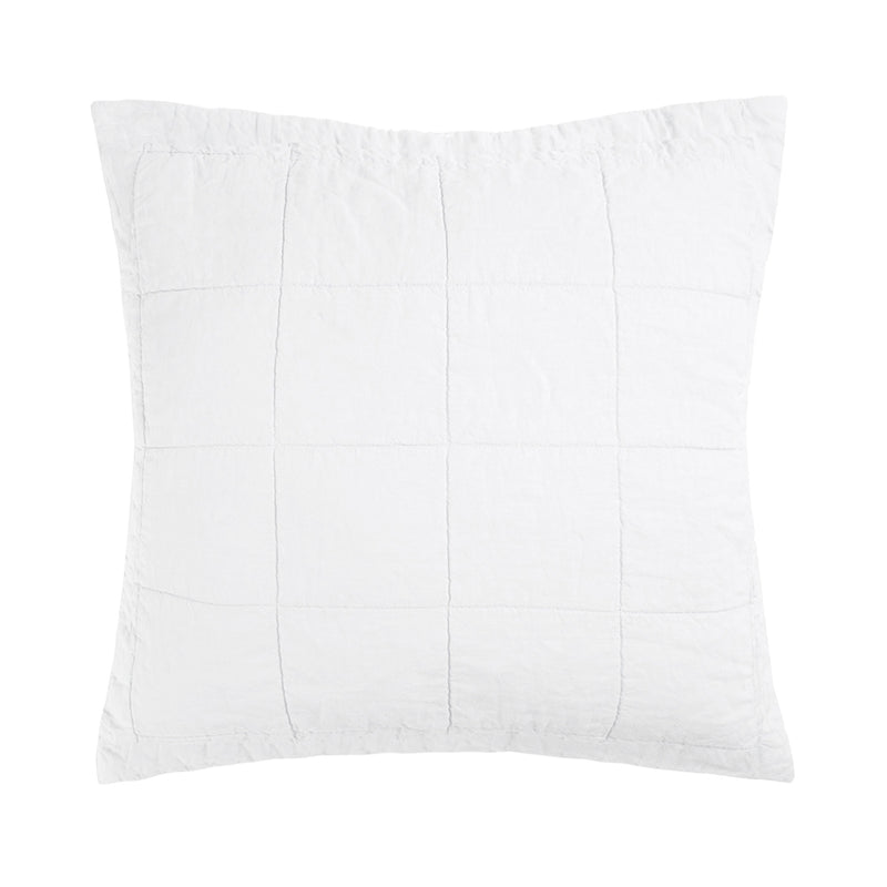 Linen Quilted Euro Pillow Sham - Ivory