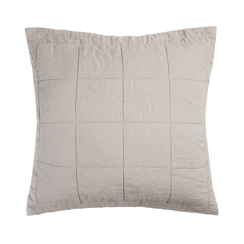 Linen Quilted Euro Pillow Sham - Pebble