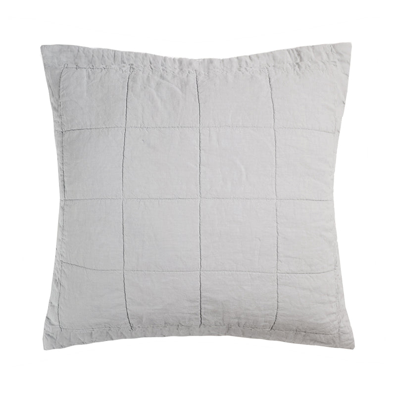 Linen Quilted Euro Pillow Sham - Silver