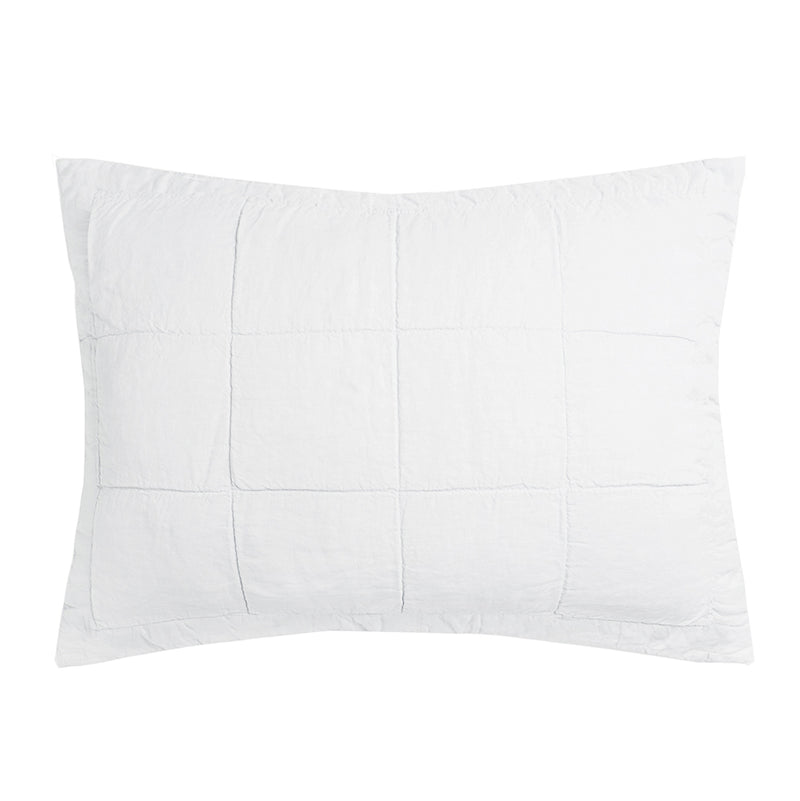 Linen Quilted Pillow Sham - Ivory