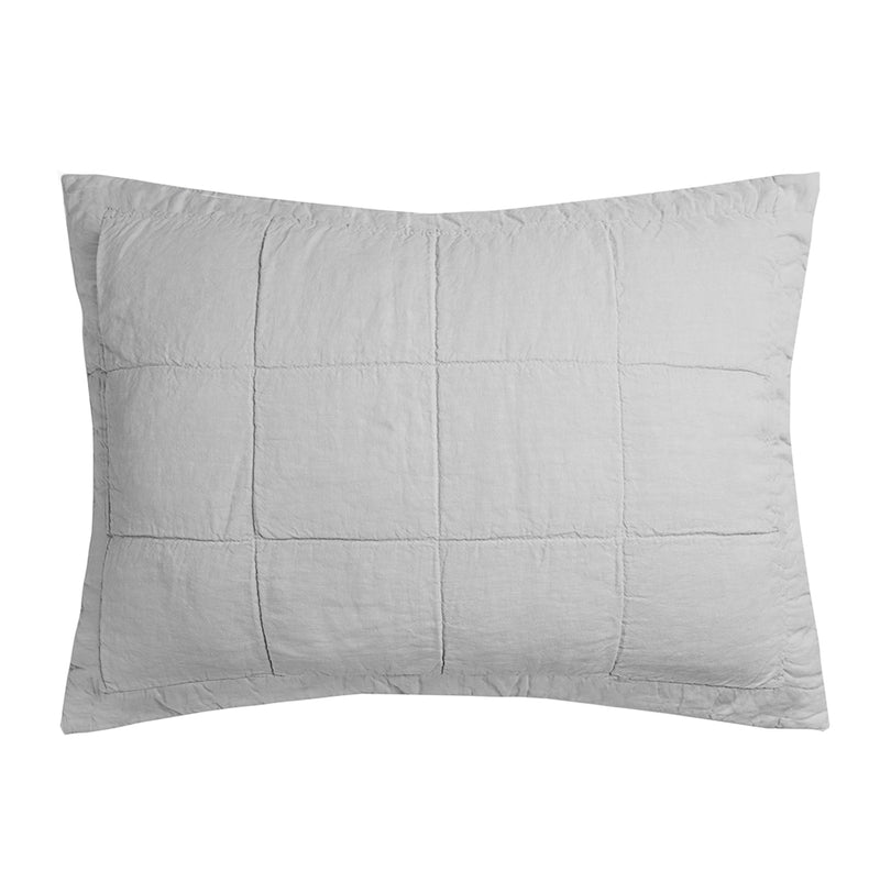 Linen Quilted Pillow Sham - Silver