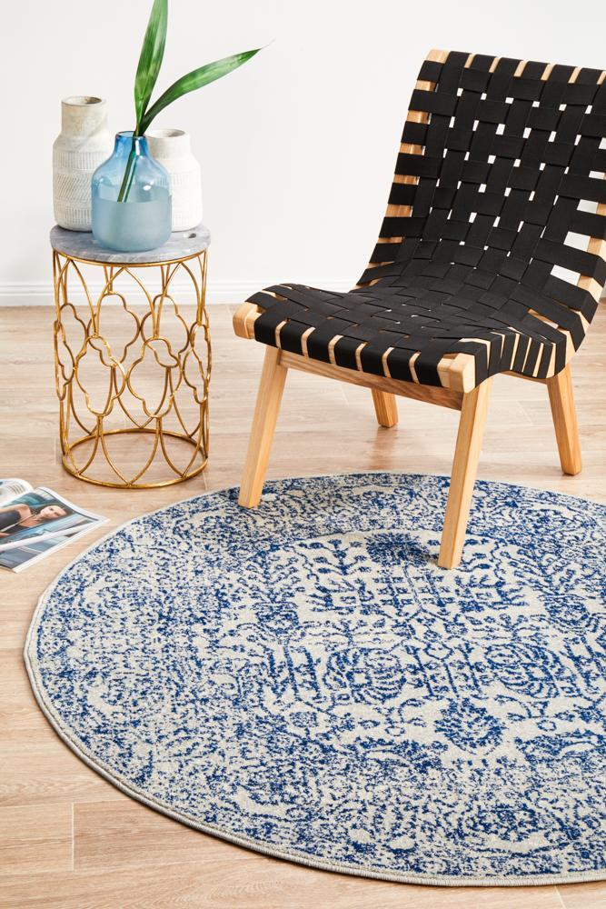 Nayla Frost Blue Round Rug