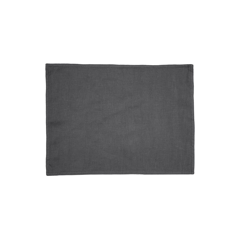 French Flax Linen Placemat - Charcoal