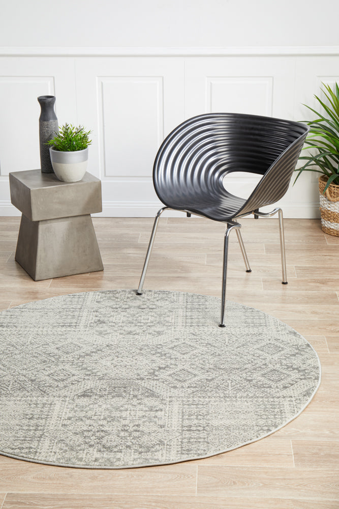 Zelda Silver Grey Round Rug