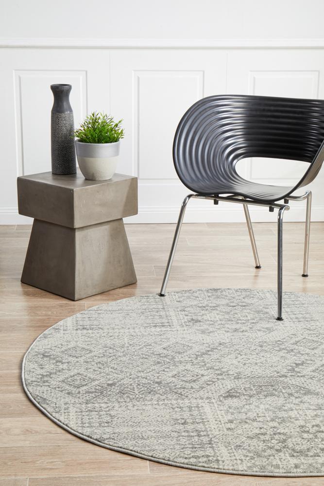 Zelda Silver Grey Round Rug