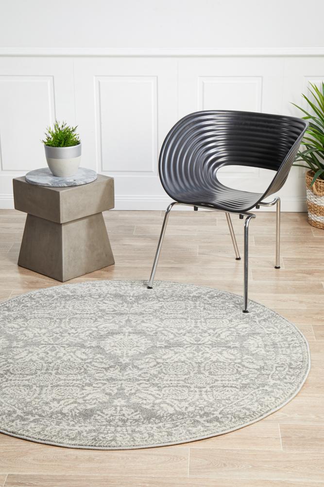 Gwyneth Stunning Silver Round Rug