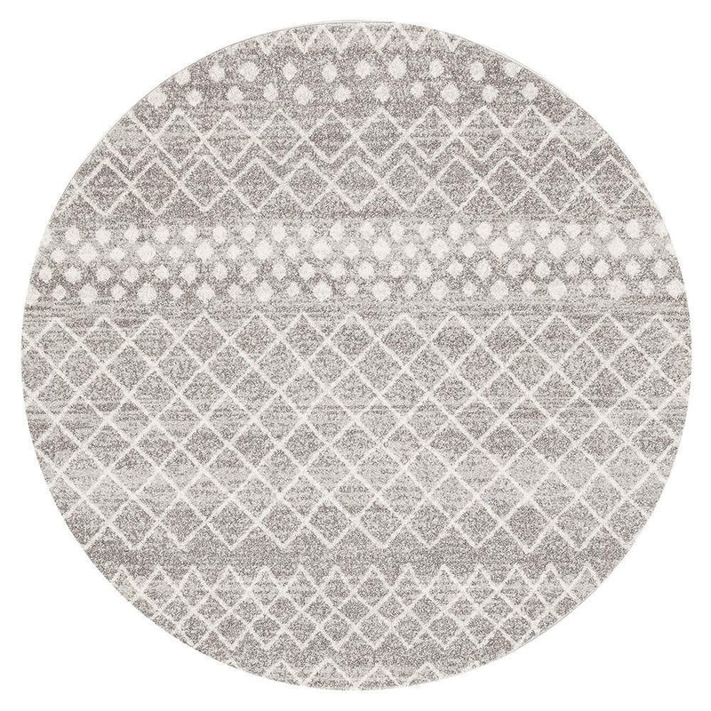Selma Silver Tribal Round Rug