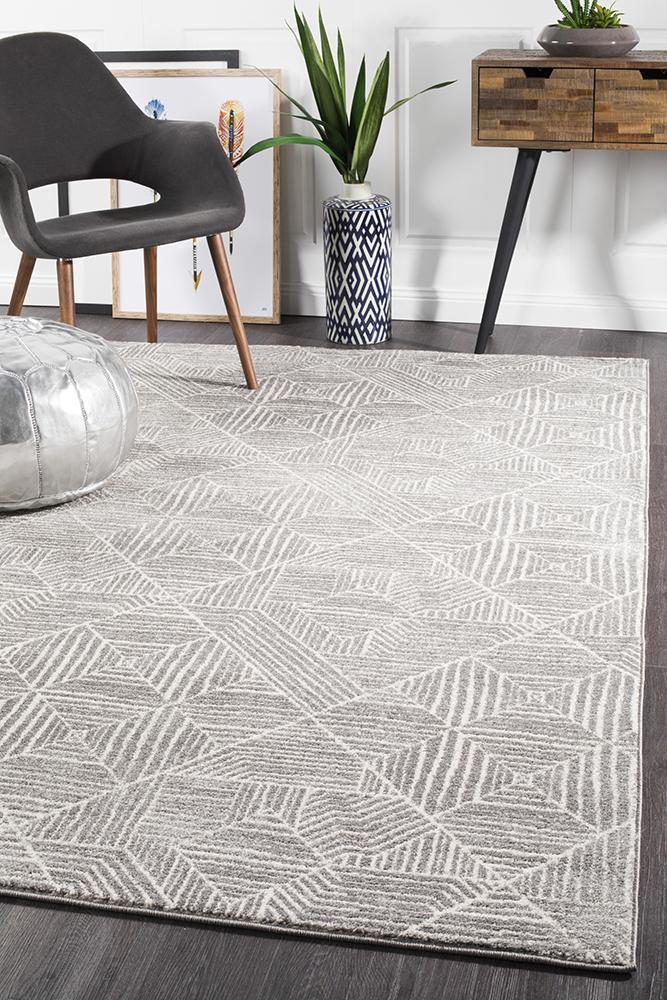 Kenza Contemporary Silver Rug