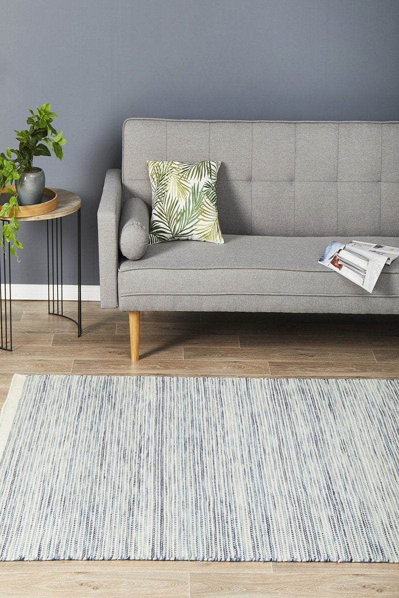 Madras Blue Flatweave Rug