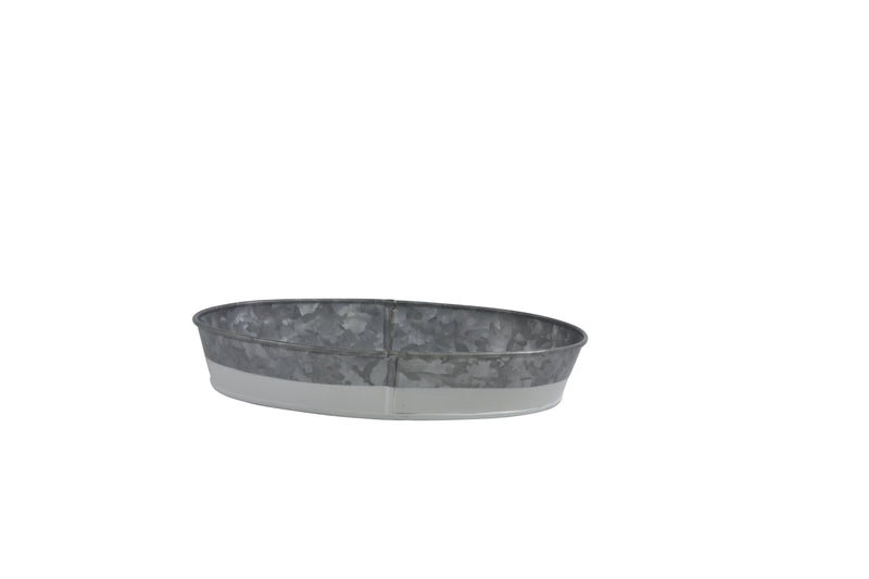 Galvanised Oval Tray, Dipped White 240x160x45mm, Coney Island