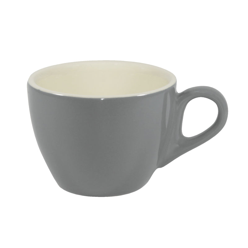 French Grey White Large Flat White Cup 220ml