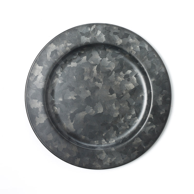 Coney Island Galvanised Black Round Wide Rim Plate 230mm