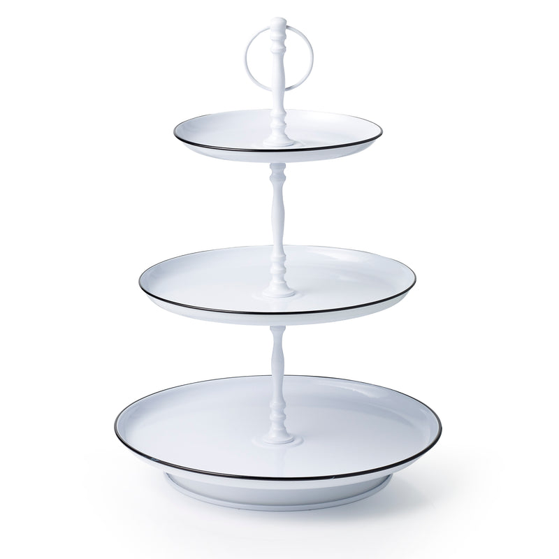 Coney Island Galvanised White 3 Tier Tea Stand (18/25/31x470mm)