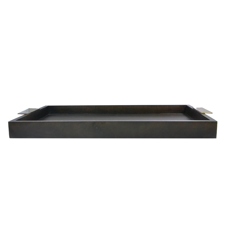 Room Service Tray Dark Mangowood with Aluminium Handle 620x400x50mm