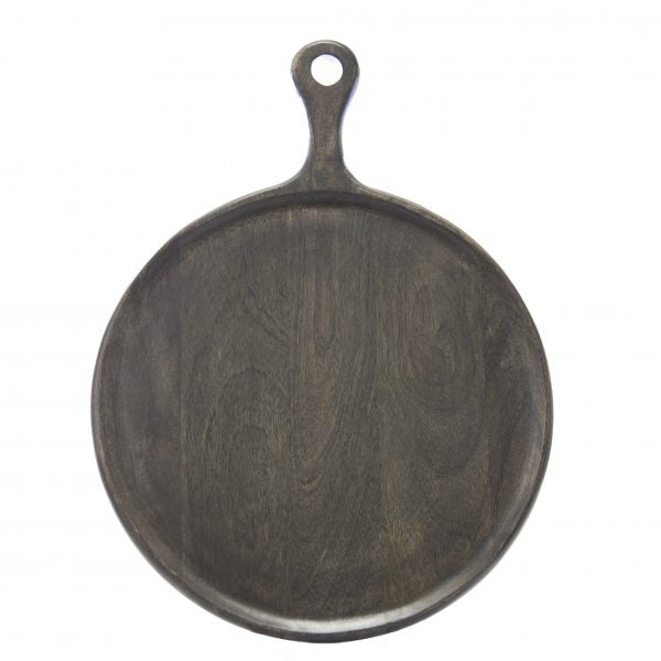 Round Mangowood Dark Serving Board with Handle 250x350x15mm