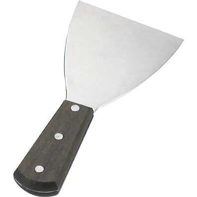 Pan Scraper With Wood Handle 100x120mm - Stainless Steel