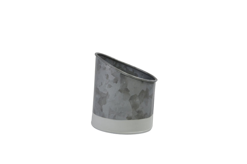 Galvanised Slanted Pot, Dipped White 105x115mm, Coney Island