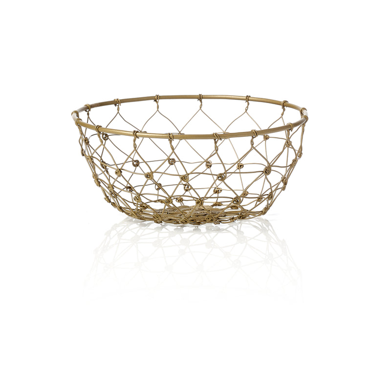 Coney Island Fishing Net Wire Round Basket, Patina 160x80mm