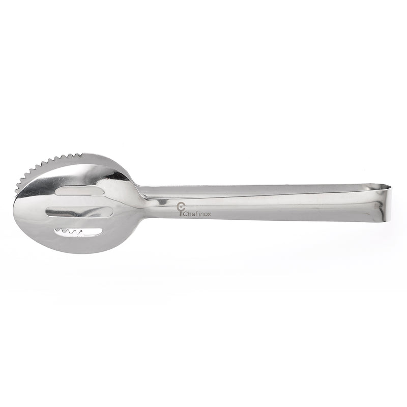 Round Spoon Tongs - One Side Slotted 240mm