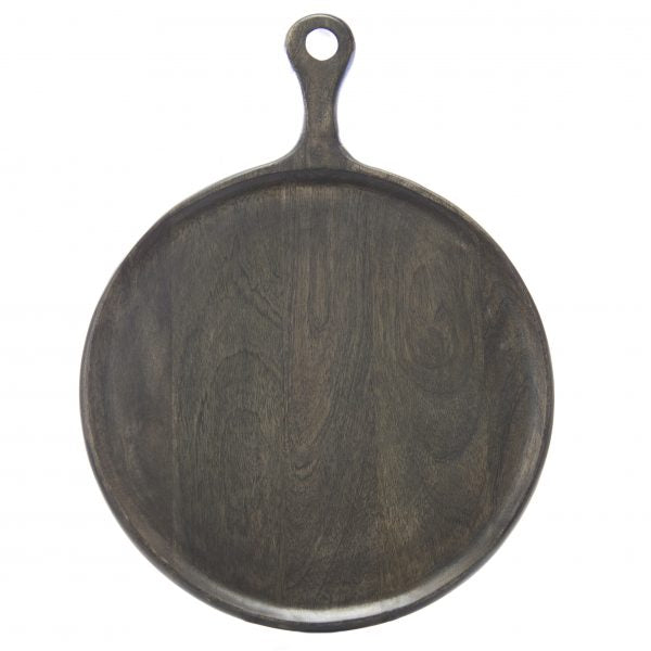 Round Mangowood Dark Serving Board with Handle 300x400x15mm