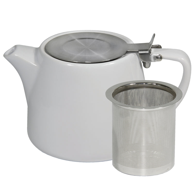 Stackable Teapot With SS Infuser & Lid 500ml, White