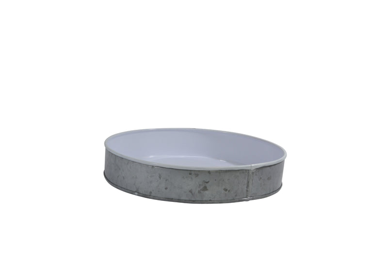 Galvanised Round Tray, Dipped White 240x45mm, Coney Island