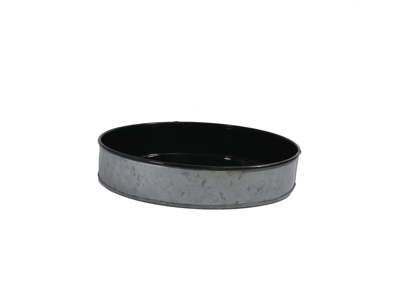 Galvanised Round Tray, Dipped Black 240x45mm, Coney Island