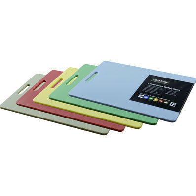 Set Of 5 Coloured Polypropylene Cutting Boards With Handles – 250x400x12mm