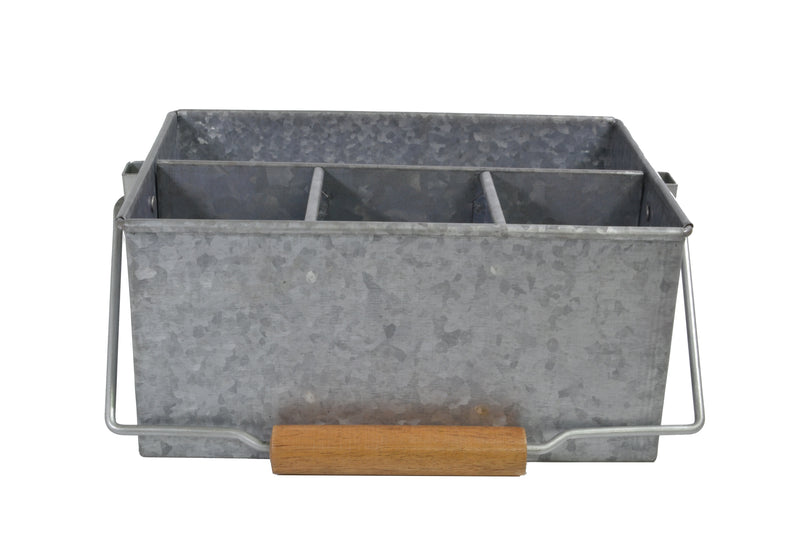 Galvanised 3 Comp Caddy with Handle 250x180x115mm, Coney Island