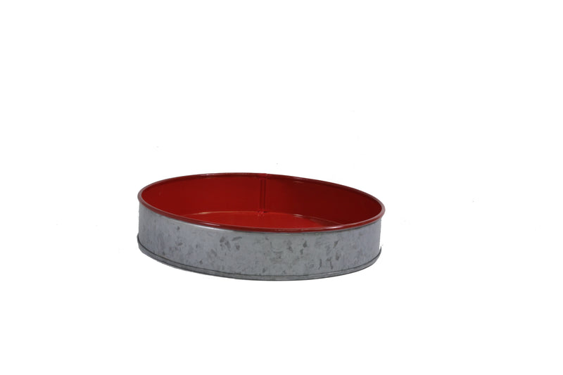 Galvanised Round Tray, Dipped Red 240x45mm, Coney Island