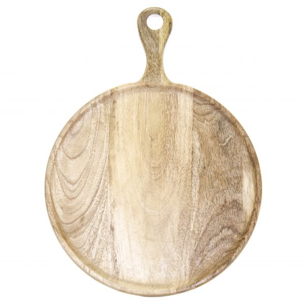 Round Mangowood Natural Serving Board with Handle 300x400x15mm