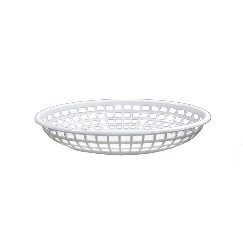 Coney Isand - Oval Plastic Serving Basket, White 240x150x50mm