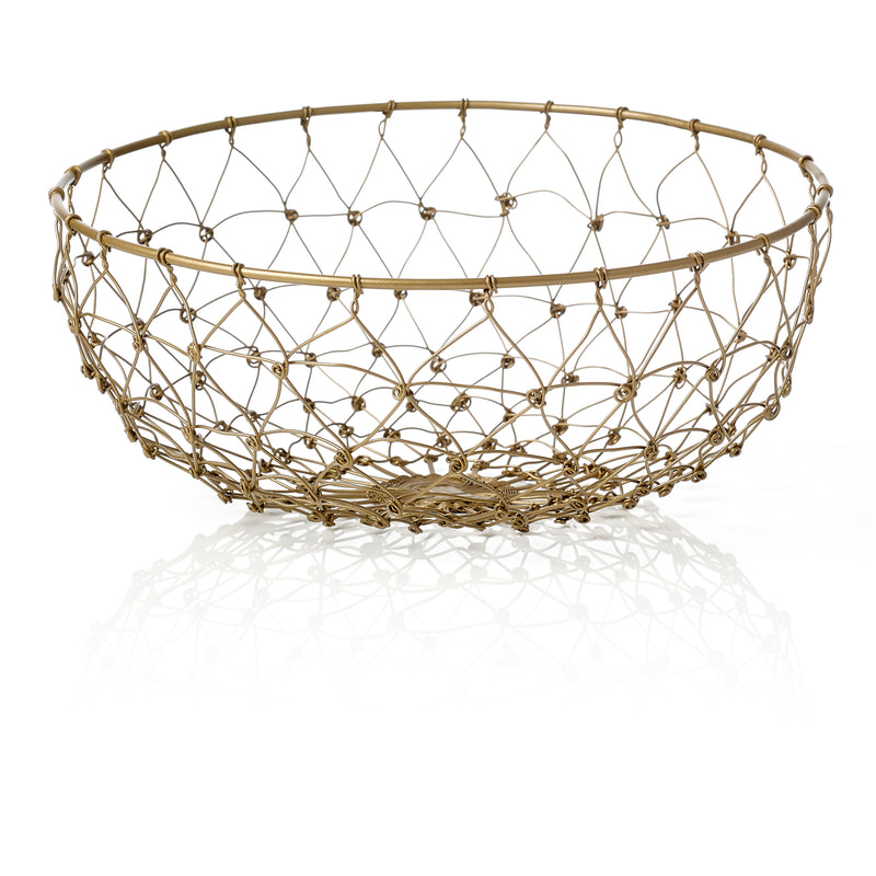 Coney Island Fishing Net Wire Round Basket, Patina 230x100mm