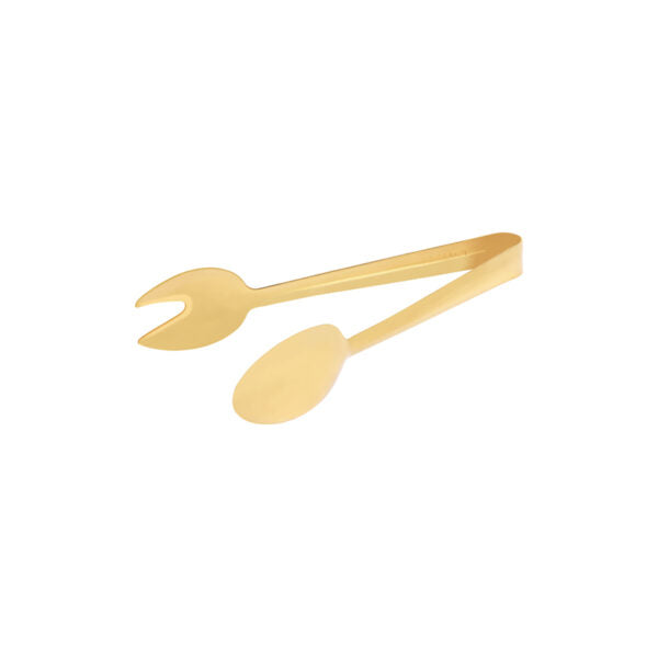 Gold Round Spoon/Fork Tongs 230mm
