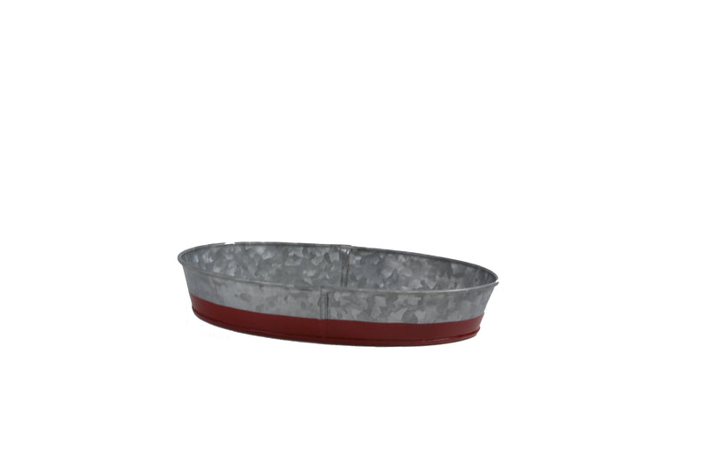 Galvanised Oval Tray, Dipped Red 240x160x45mm, Coney Island